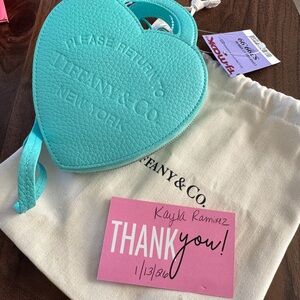 Tiffany & Co. Heart-Shaped Blue Leather Pouch Mini NWT Viral Bag